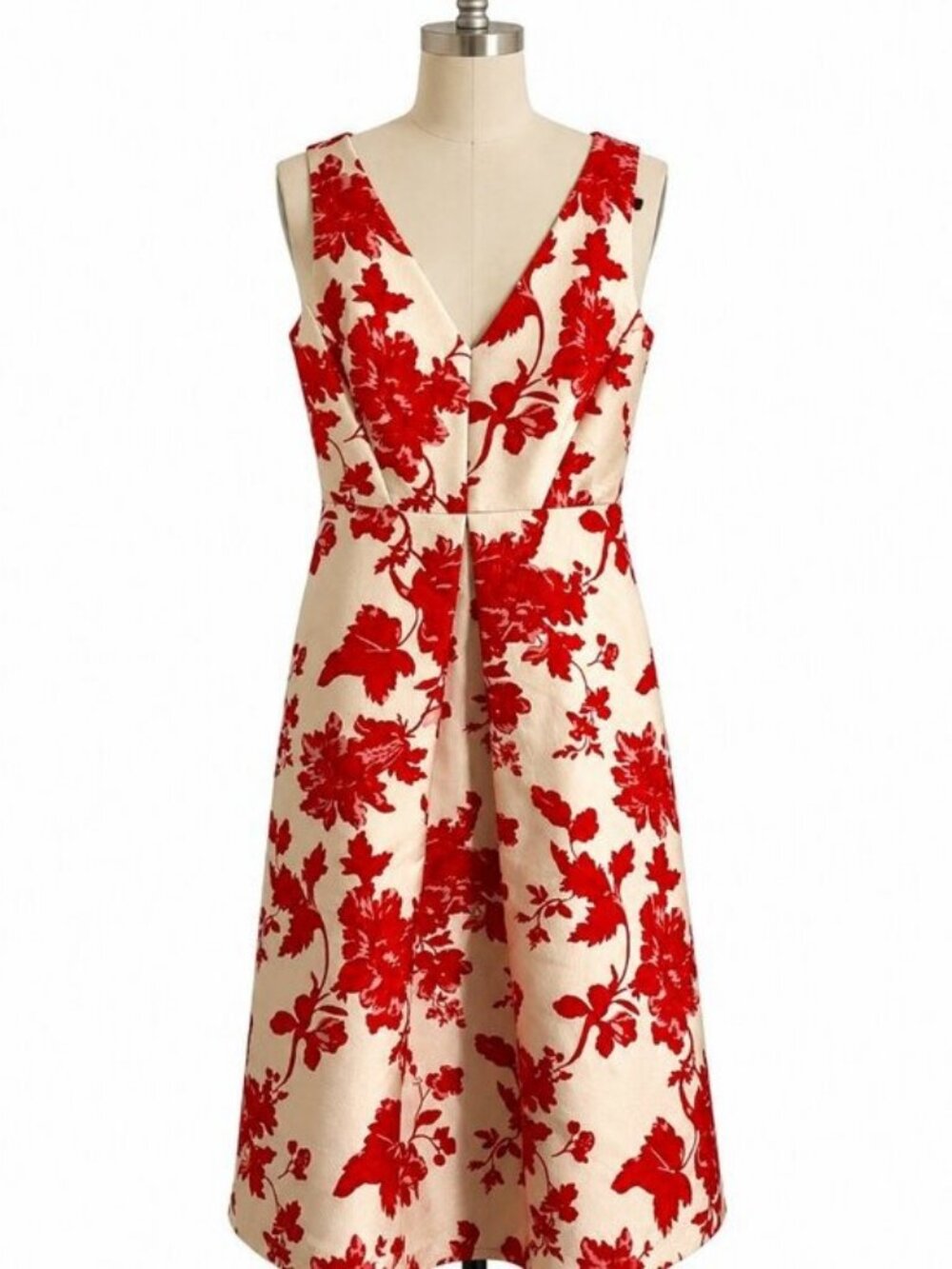 Eva Franco Nadia Floral Midi Dress V Neck Size 14